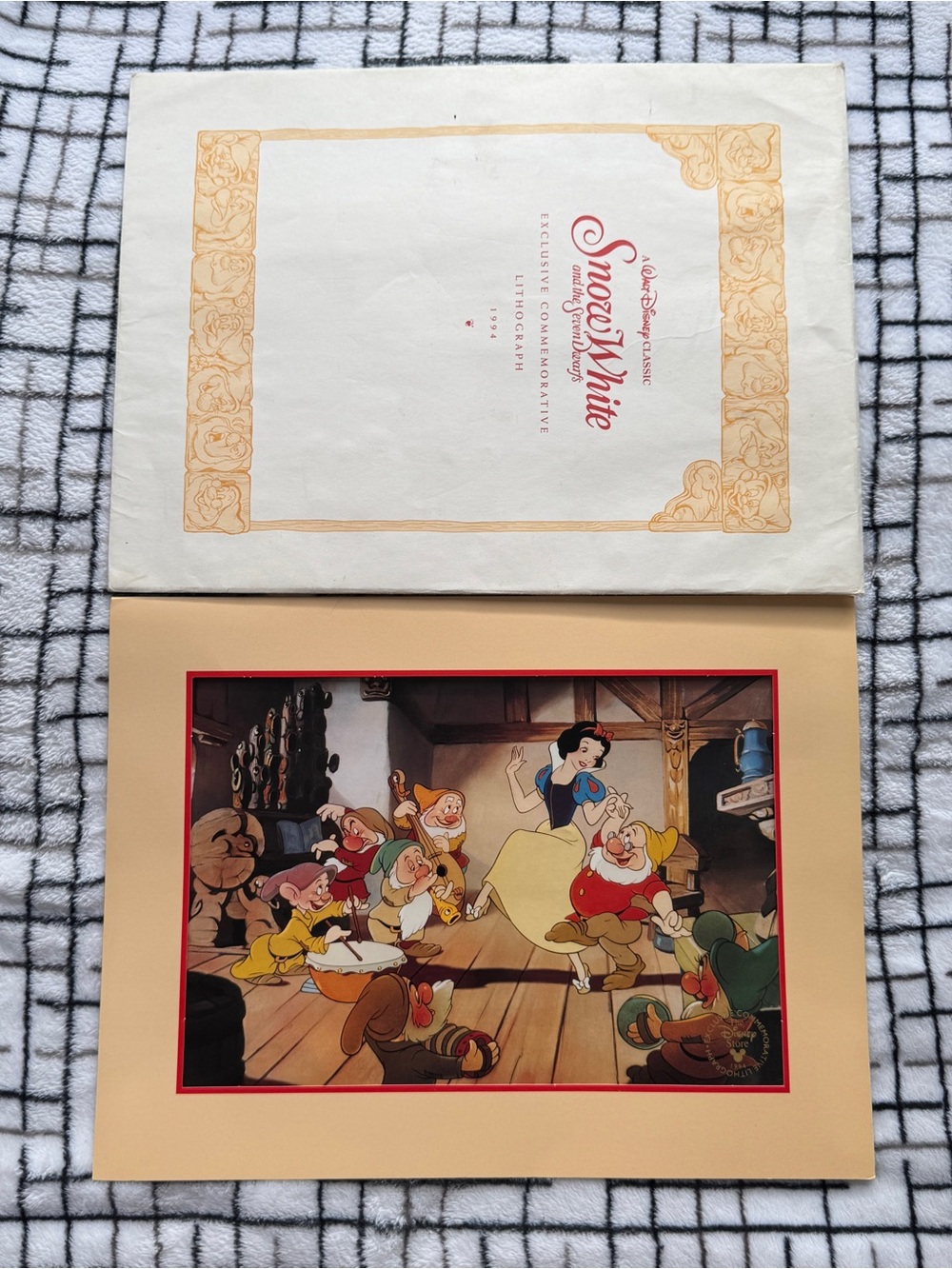 Vintage 1994 Walt Disney Snow White Exclusive Commemorative Lithograph/Envelope